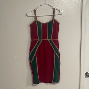 Fashion nova red color block dress